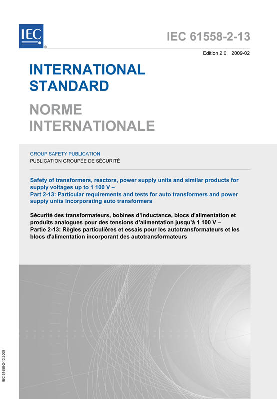 Cover IEC 61558-2-13:2009
